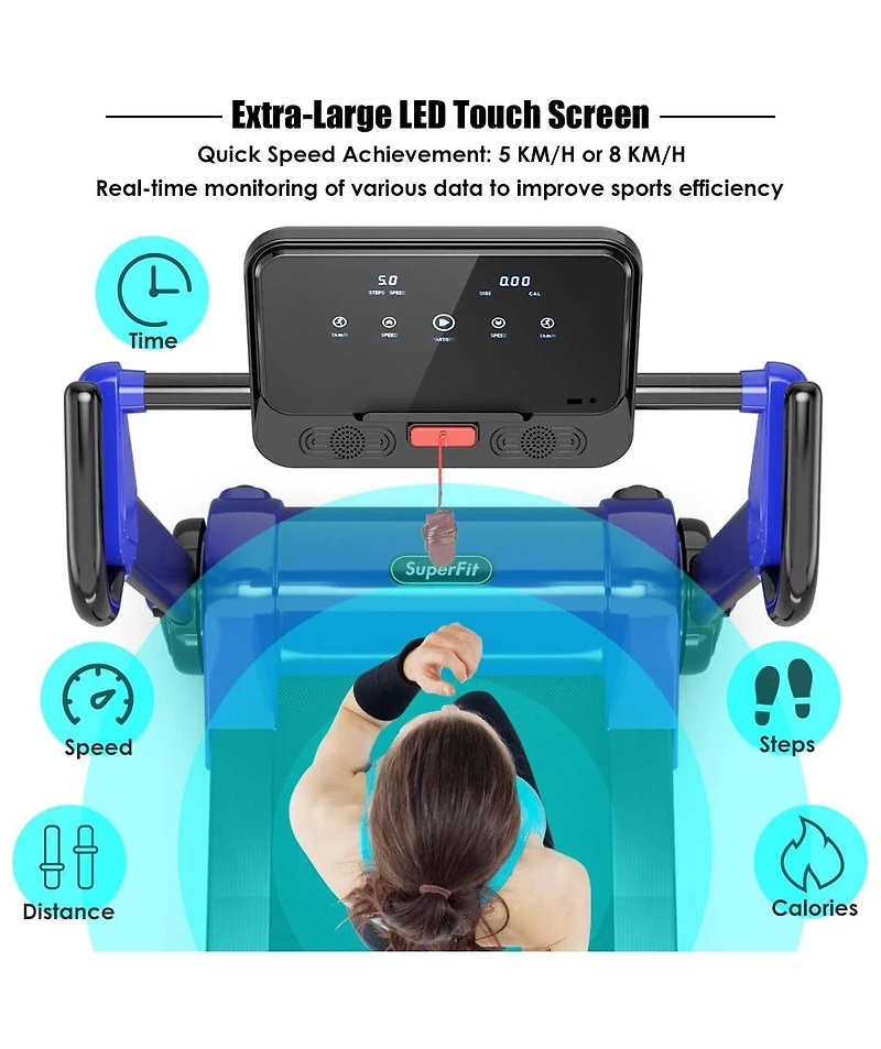 2.25 Hp Electric Motorized Folding Treadmill with Led Display