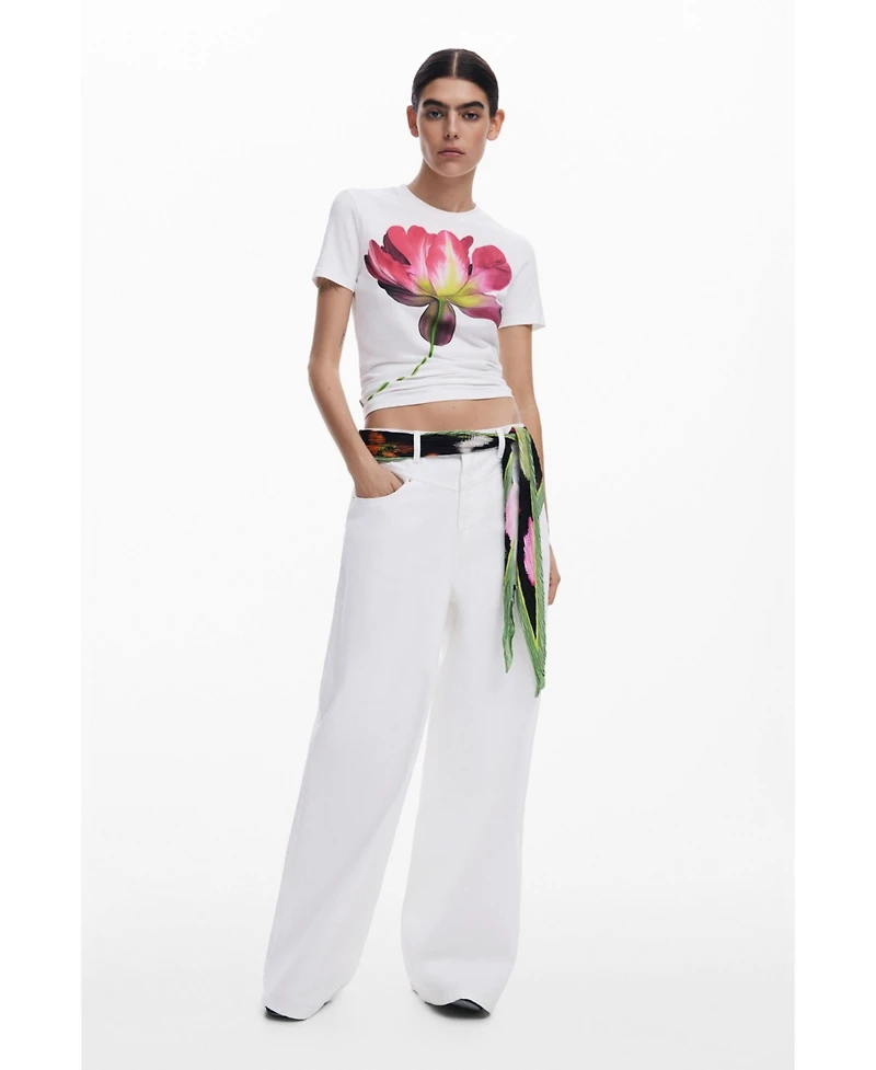 Desigual Women's Pleated floral scarf