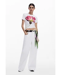 Desigual Women's Pleated floral scarf