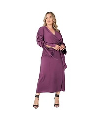 Standards & Practices Plus Ruched Long Sleeve Wrap Dress Maxi Length