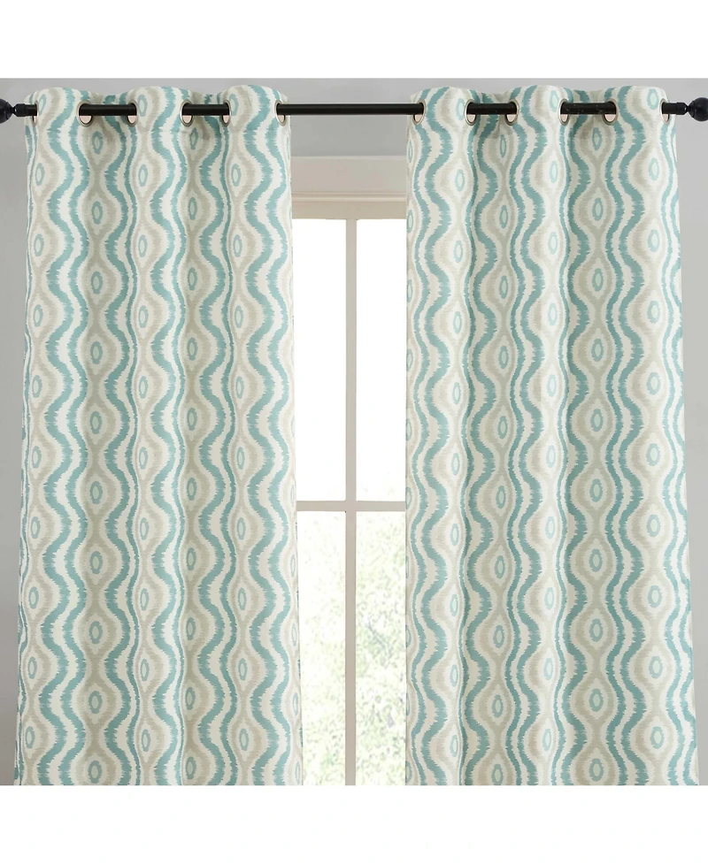 Hlc.me Tanner Ogee Ikatt Damask Patterned Window Grommet Curtains Bedroom