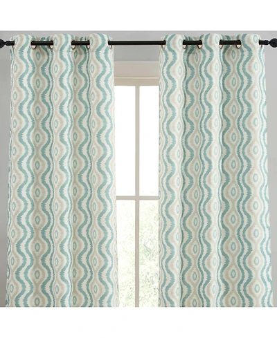 Hlc.me Tanner Ogee Ikatt Damask Patterned Window Grommet Curtains Bedroom