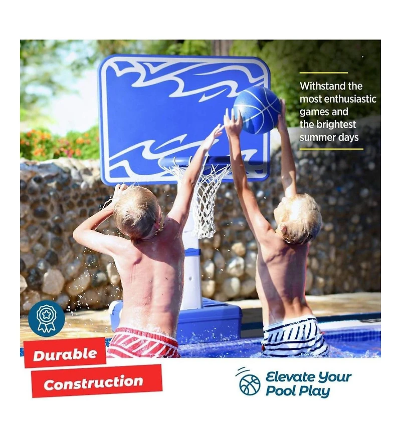 Pool Basketball Hoop 33"x25"x54" – Revolutionary Water Base and Storage System, Large Backboard, Pool Toys Basketball Game with 4 Adjustable Height, 2