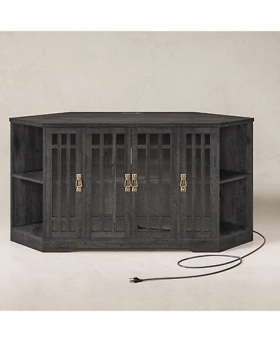 Corner Tv Stand for TVs up to 60 Inch with Power Outlet