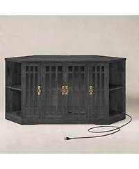 Corner Tv Stand for TVs up to 60 Inch with Power Outlet