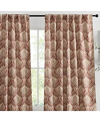Hlc.me Messina Paisley Damask Patterned Back Tab Rod Pocket Curtains - Light Blocking Darkening Window Panels, Set of 2 (Spice Red
