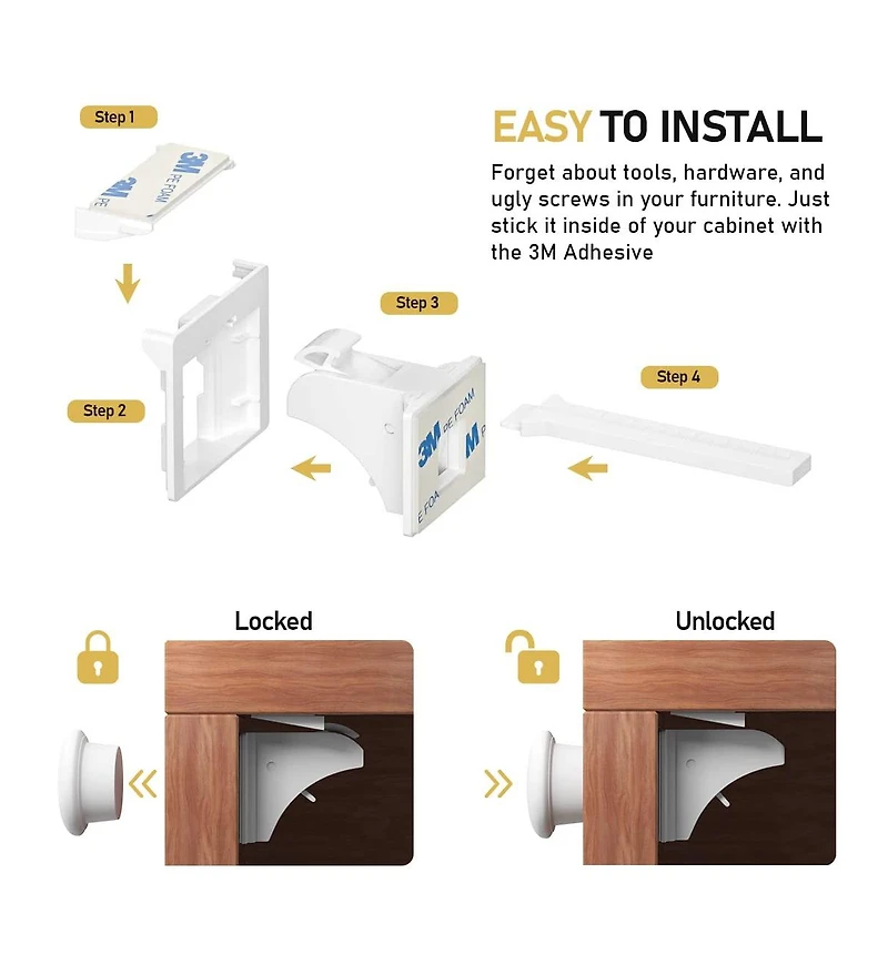 Baby Proof Me | Magnetic Safety Lock Kit (36 Locks + 9 Keys)