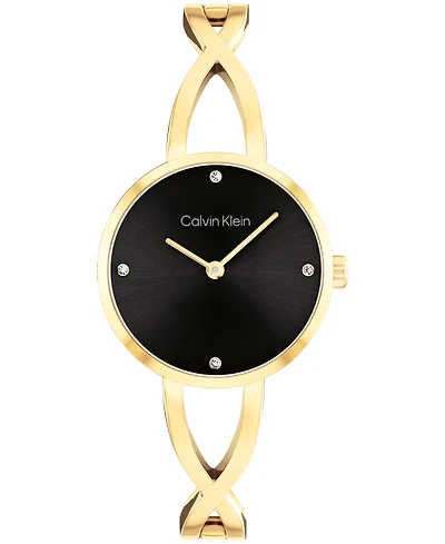 Calvin Klein Women's Sculpted Embrace Gold Tone Stainless Steel Bracelet Watch, 28mm
