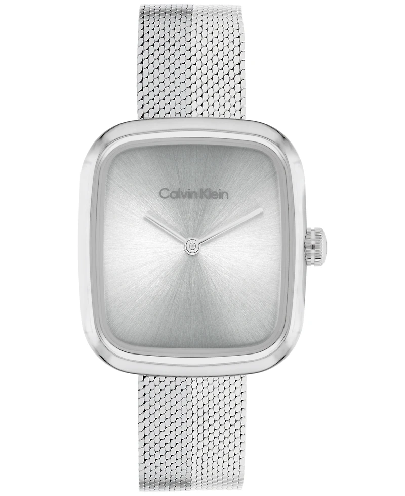 Calvin Klein Women's Adore Silver Tone Stainless Steel Mesh Bracelet Watch, 30mm