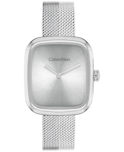 Calvin Klein Women's Adore Silver Tone Stainless Steel Mesh Bracelet Watch, 30mm