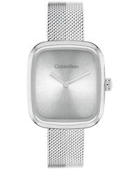 Calvin Klein Women's Adore Silver Tone Stainless Steel Mesh Bracelet Watch, 30mm