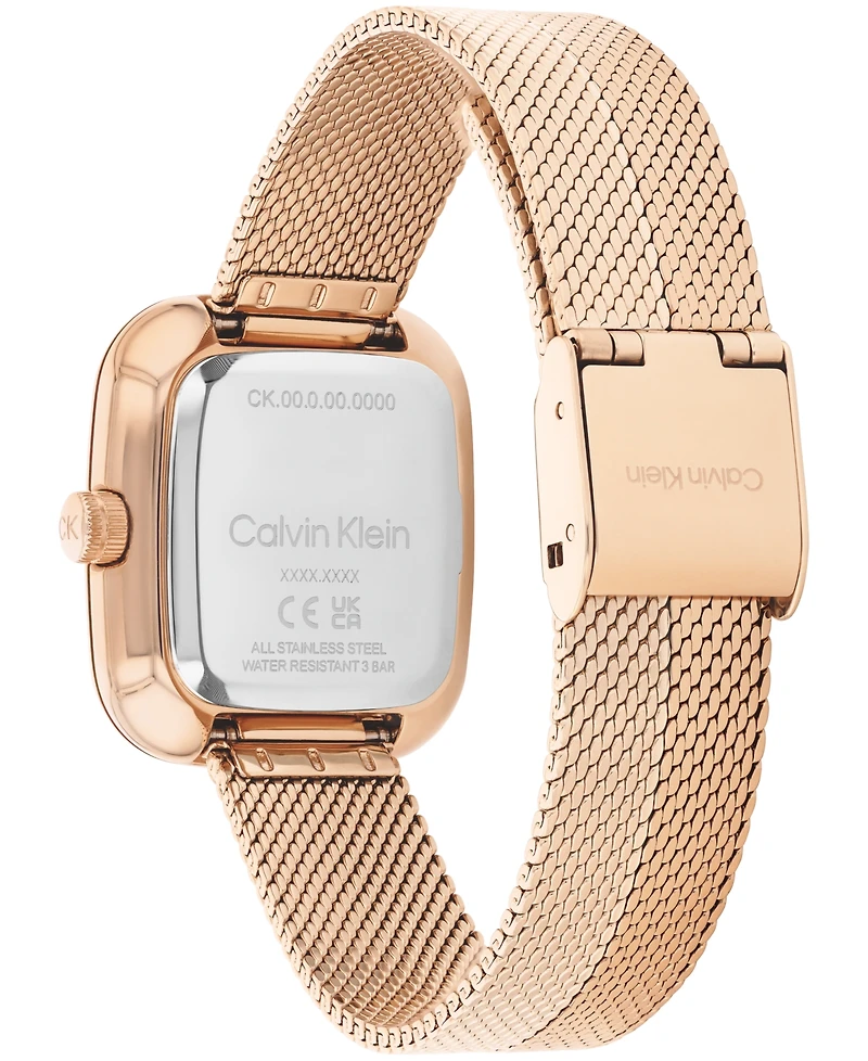 Calvin Klein Women's Adore Rose Gold Tone Stainless Steel Mesh Bracelet Watch, 30mm