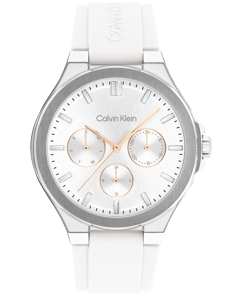 Calvin Klein Women's Vibrancy White Silicone Strap Watch, 38mm