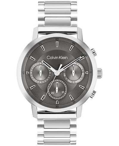 Calvin Klein Men's Gauge Silver Tone Stainless Steel Bracelet Watch, 41mm