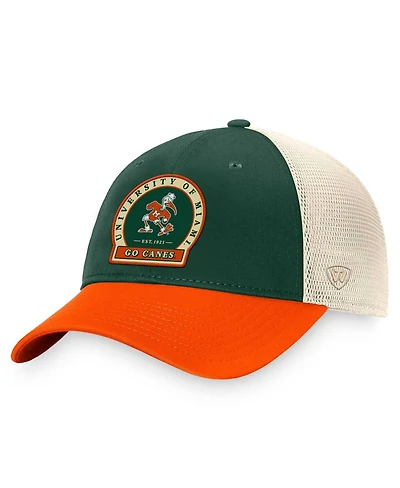 Top of the World Men's Green Miami Hurricanes Refined Trucker Adjustable Hat