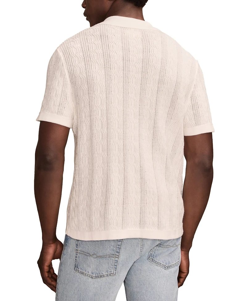 Lucky Brand Men's Short Sleeve Button Down Sweater