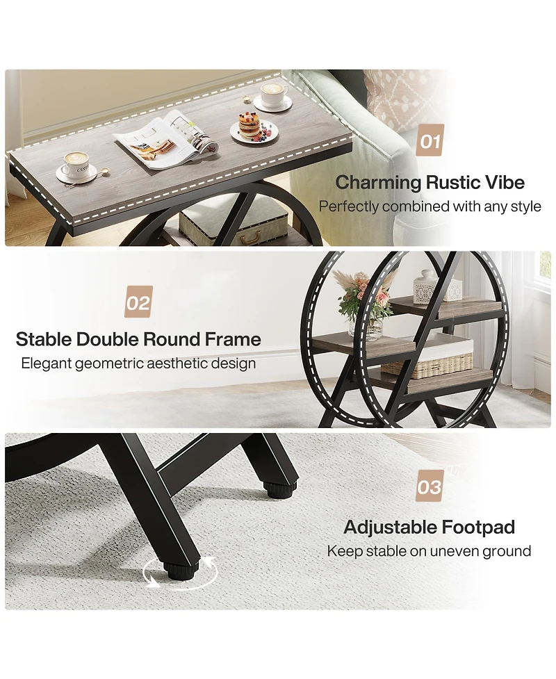 Tribesigns End Table for Living Room, 3-Tier Faux Marble Side Table, Wood Narrow Sofa Modern Nightstand and Bedside Bedroom