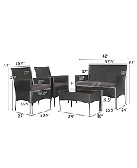 Gymax 8PCS Rattan Furniture Set Cushioned Sofa Coffee Table Backyard Porch Patio