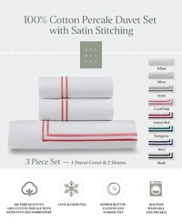 Ella Jayne Percale Satin Stitched 3-Pc. Duvet Cover Set, Twin/Twin Xl