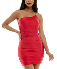 Crystal Doll Juniors' One-Shoulder Rhinestone-Strap Dress