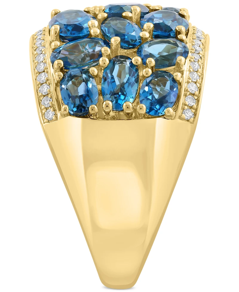Effy London Blue Topaz (4-5/8 ct. t.w.) & Diamond (1/6 ct. t.w.) Cluster Ring in 14k Gold
