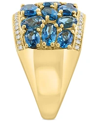 Effy London Blue Topaz (4-5/8 ct. t.w.) & Diamond (1/6 ct. t.w.) Cluster Ring in 14k Gold