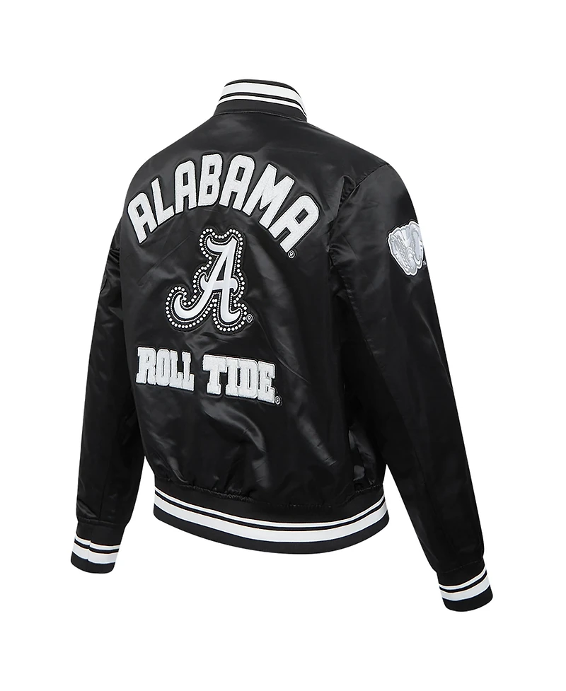 Pro Standard Women's Black Alabama Crimson Tide Satin Cultivated-Pearl Full-Snap Jacket