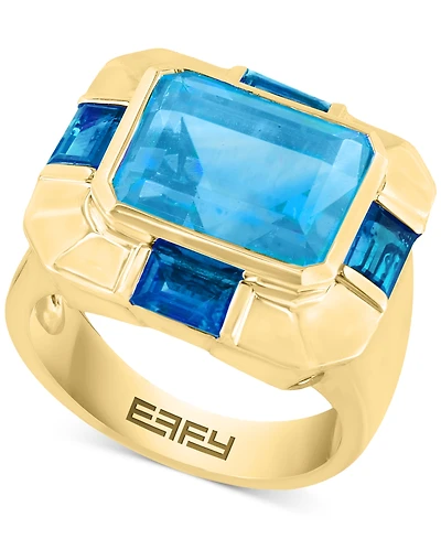 Effy Blue Topaz (7 ct. t.w.) & London Blue Topaz (1-1/2 ct. t.w.) Statement Ring in 14k Gold-Plated Sterling Silver