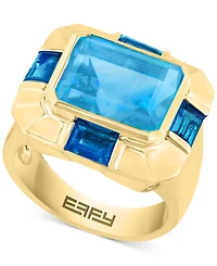Effy Blue Topaz (7 ct. t.w.) & London Blue Topaz (1-1/2 ct. t.w.) Statement Ring in 14k Gold-Plated Sterling Silver