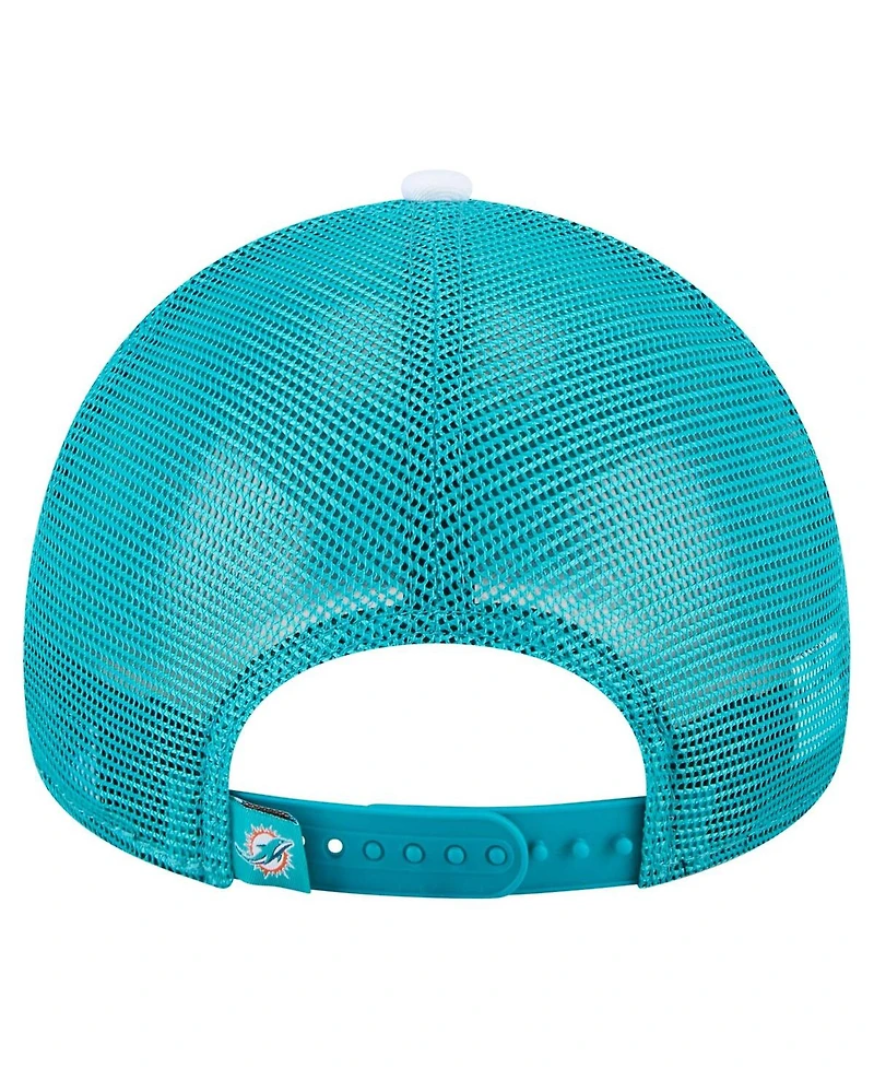 New Era Big Boys and Girls Aqua Miami Dolphins Sport Night Color Block 9FORTY A-Frame Trucker Adjustable Hat