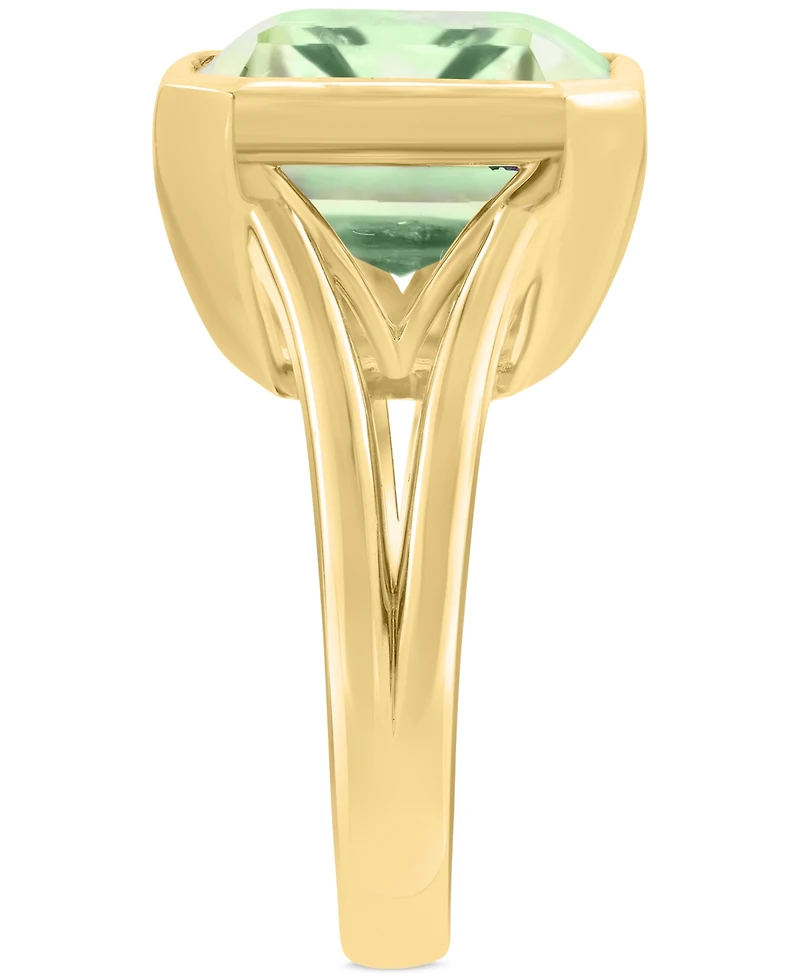 Effy Green Quartz Emerald-Cut Solitaire Ring (10-1/2 ct. t.w.) 14k Gold-Plated Sterling Silver (Available Amethyst)