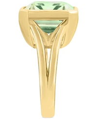 Effy Green Quartz Emerald-Cut Solitaire Ring (10-1/2 ct. t.w.) 14k Gold-Plated Sterling Silver (Available Amethyst)