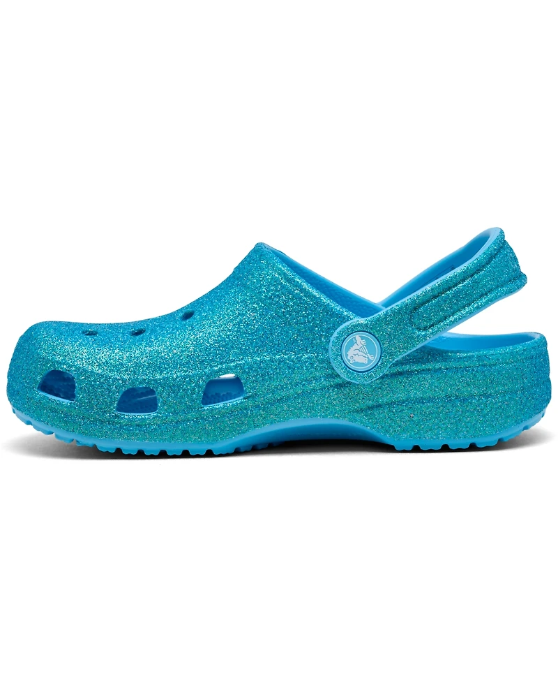Crocs Little Girls Classic Glitter Clogs from Finish Line