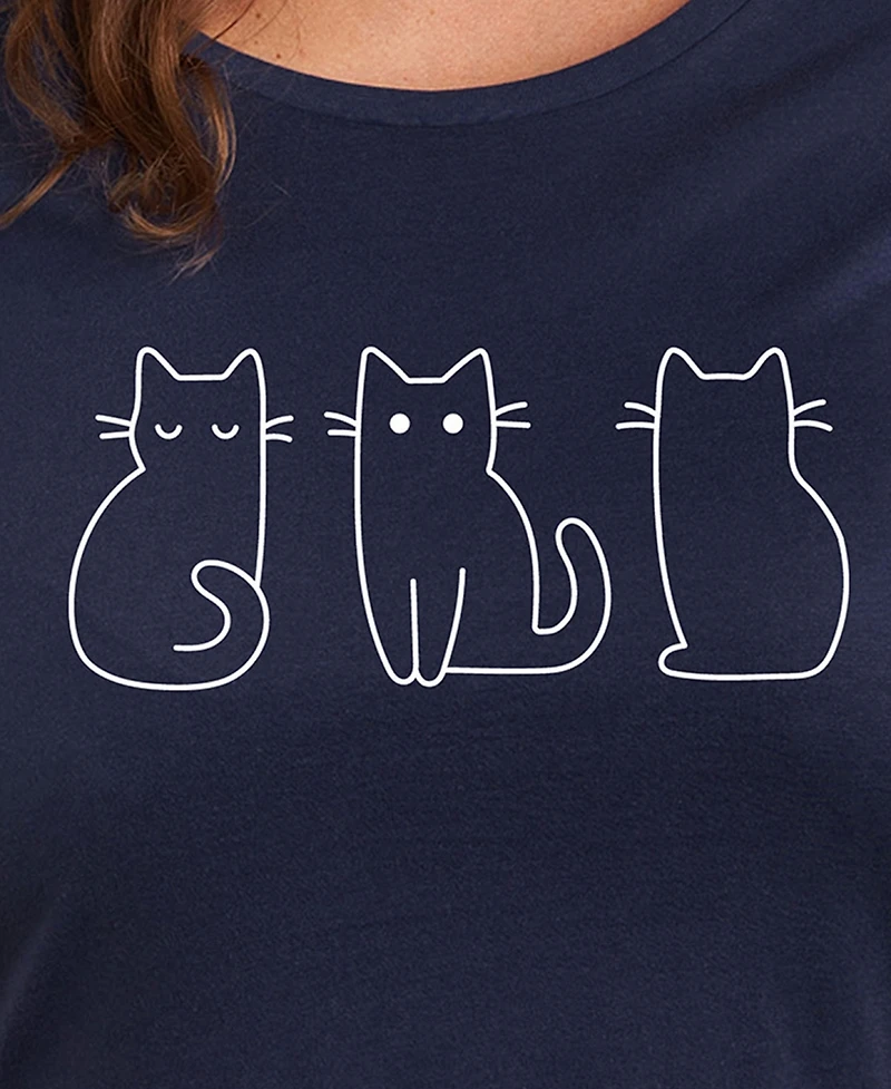 Hybrid Apparel Trendy Plus 3 Cats Graphic Crew Neck T-Shirt