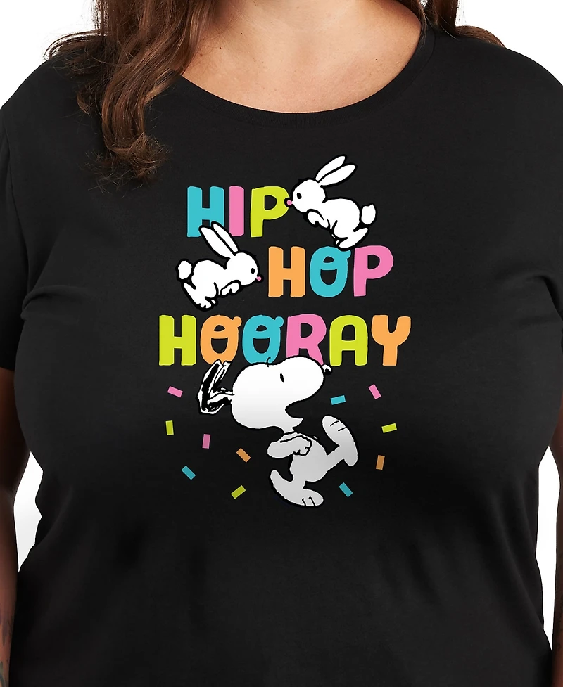 Hybrid Apparel Trendy Plus Peanuts Hip Hop Hooray Easter Graphic Crew Neck T-Shirt