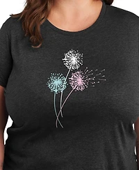 Hybrid Apparel Trendy Plus Dandelions Graphic Crew NeckT-Shirt