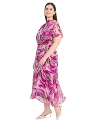 Maggy London Plus Printed Asymmetrical Midi Dress