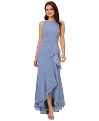 Adrianna Papell Women's Sleeveless Ruffled High-Low Gown