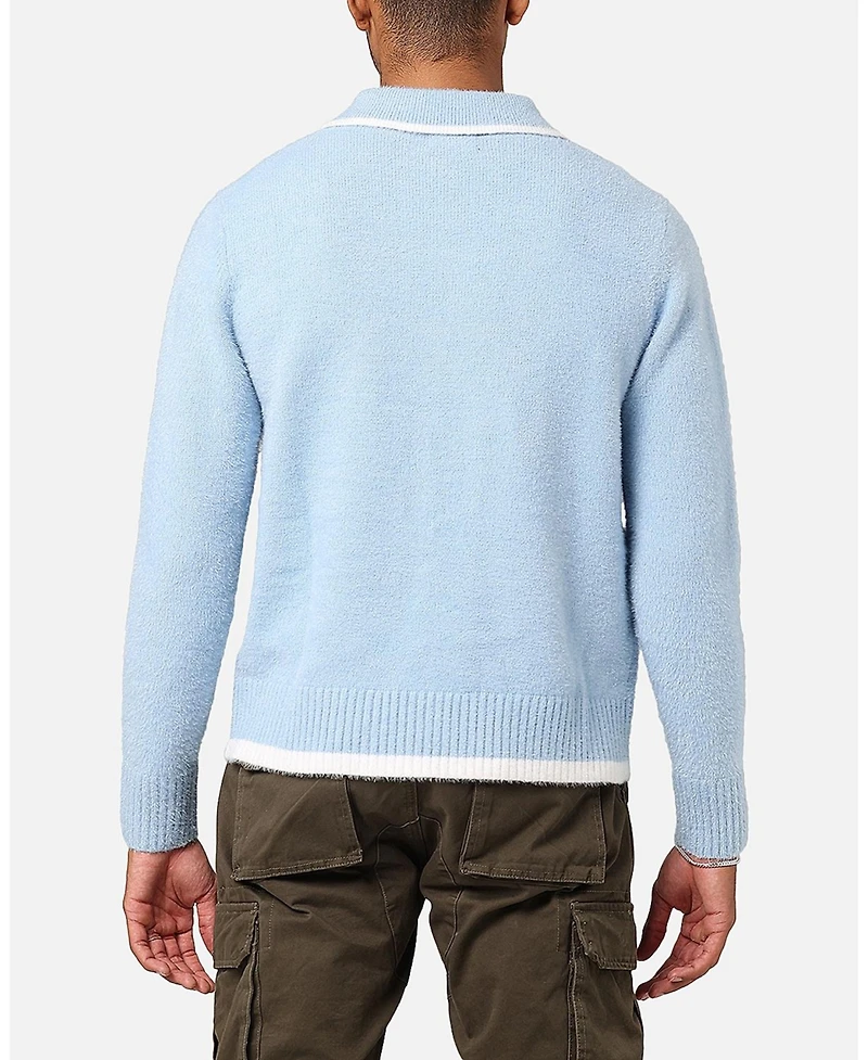 Xxiii Men's Fluffy Long Sleeve Polo Shirt