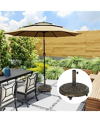 Outsunny Patio Umbrella Base, 46 lbs Umbrella Sd with Wheels,