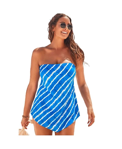 Swimsuits for All Women's Longer Length Scarf Bandeau Tankini Top