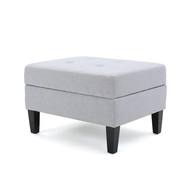 Tufted Storage Ottoman with Waffle Stitching, Upholstered Footrest Hidden Storage-The Pop Home