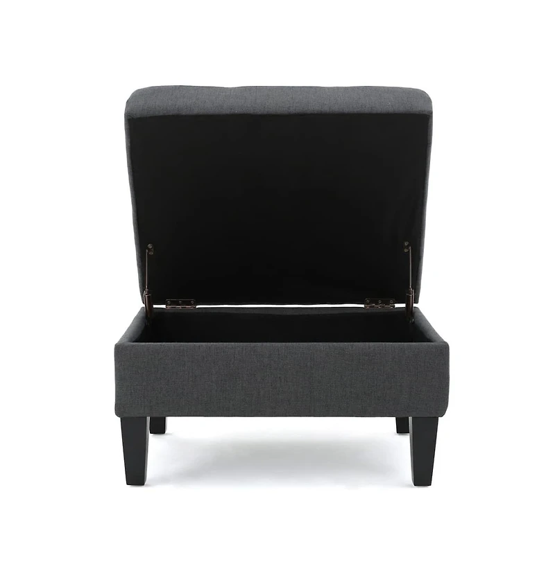 Tufted Storage Ottoman with Waffle Stitching, Upholstered Footrest Hidden Storage-The Pop Home