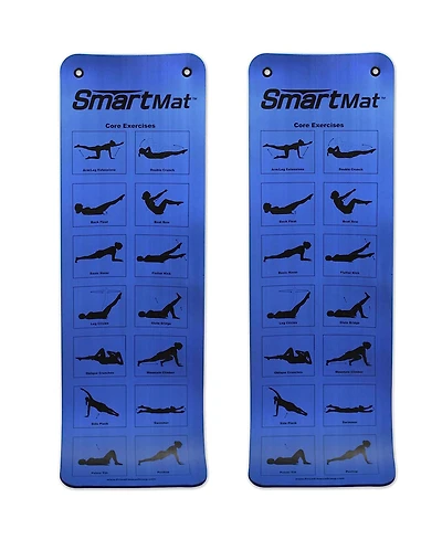 Prism Fitness Thick Smart Self Guided Stretching and Exercise Mat, Blue (2 Pack)