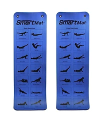 Prism Fitness Thick Smart Self Guided Stretching and Exercise Mat, Blue (2 Pack)