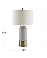 27.75" Scully Cylinder Modern 60W Natural Concrete, Brass & Antique Bronze Office Desk End Table Lamp