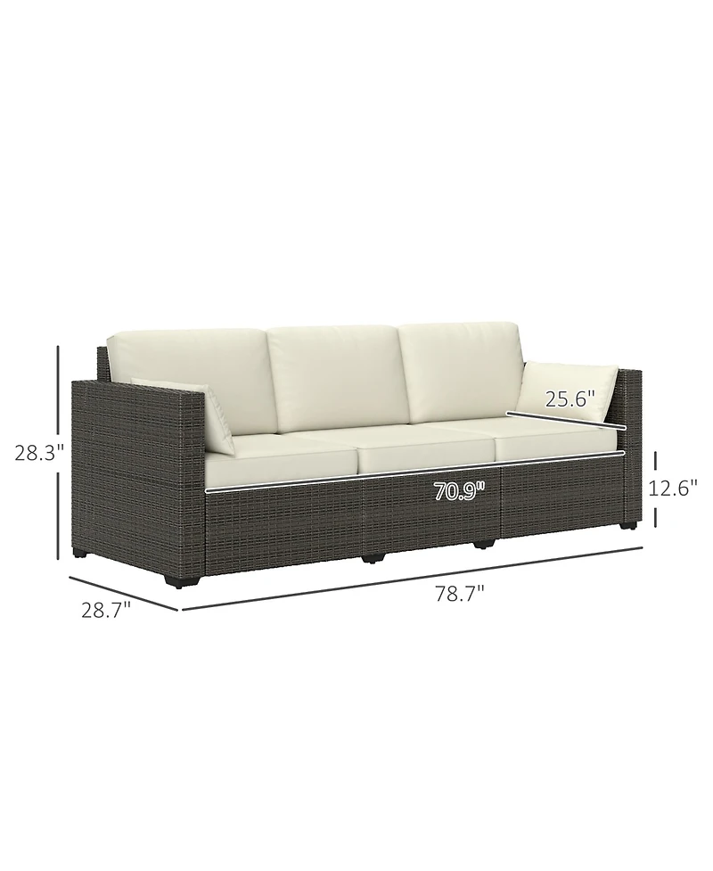 Outsunny Three-Seater Outdoor Wicker Patio Furniture