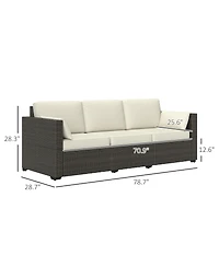 Outsunny Three-Seater Outdoor Wicker Patio Furniture