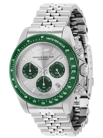 Invicta Men's 36734 Speedway Quartz Chronograph Light Grey, Green Dial Watch
