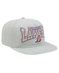 New Era Men's Gray Los Angeles Lakers Throwback Corduroy Golfer Snapback Hat